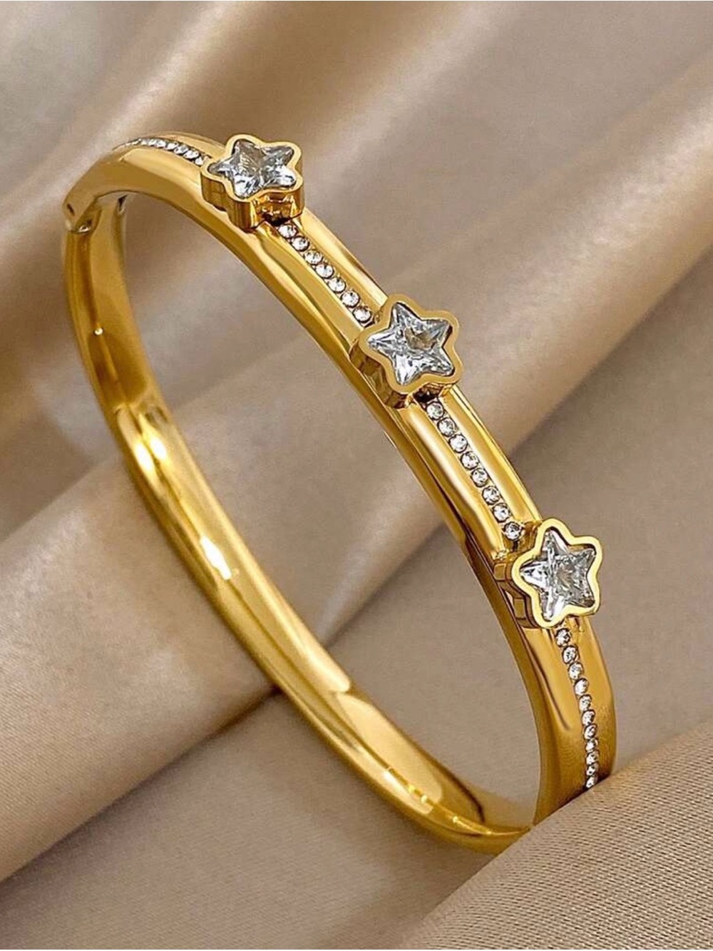 Gold Star Accent Bangle Bracelet - Women's Jewelry